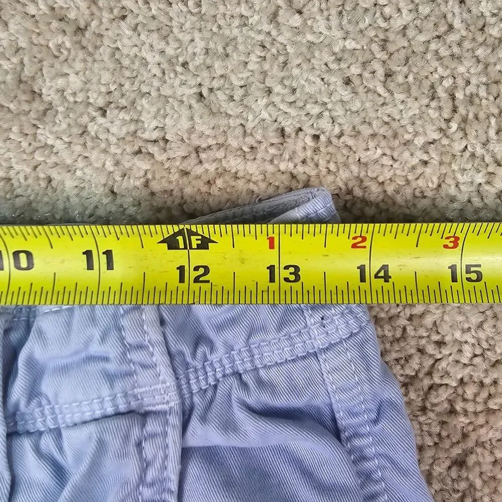 American Eagle Mens 28 Light Blue Seersucker Cargo Shorts Y2K Utility